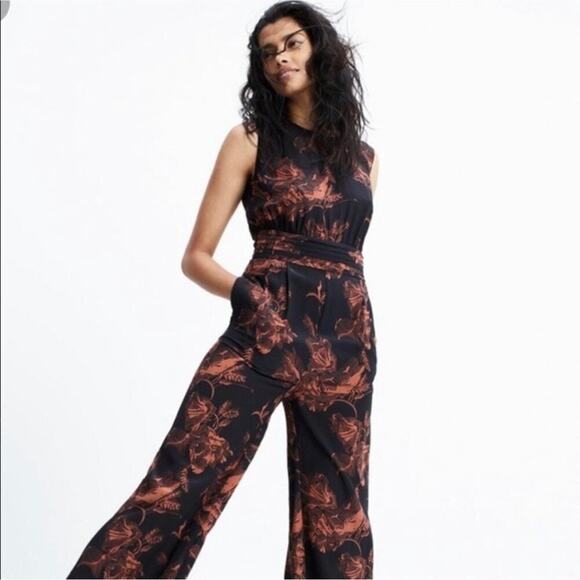 MADEWELL x No. 6 Isabella Jumpsuit Floral Silk Wide Leg Size 8 - Picture 1 of 11